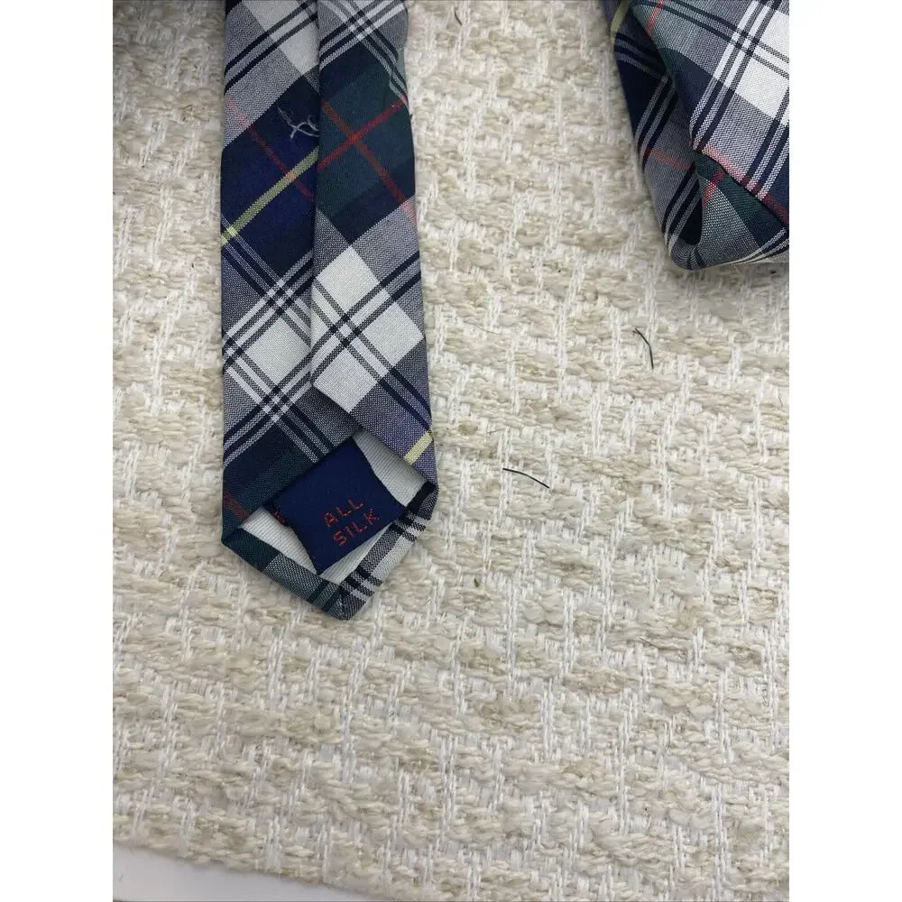 Men's Brooks Brothers Makers Diamond Plaid Pure Silk Woven Tie Green Red Navy